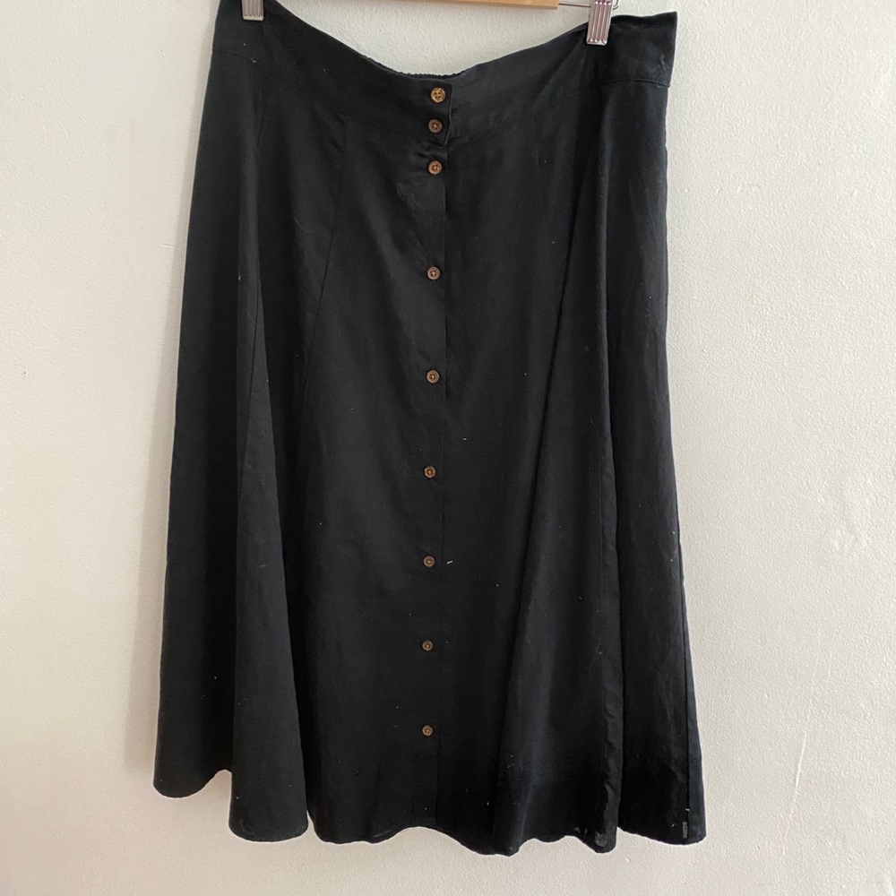 Black button down midi skirt sz L
